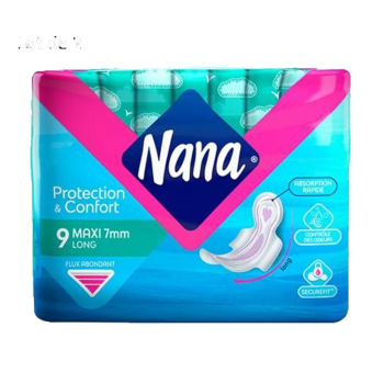 Serviettes hygiéniques maxi long Nana 9 pièces