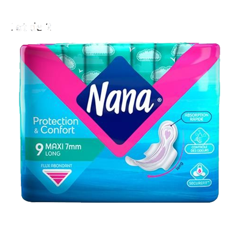 Serviettes hygiéniques maxi long Nana 9 pièces